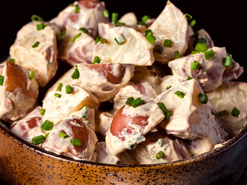 Close up of potato salad in a bowl