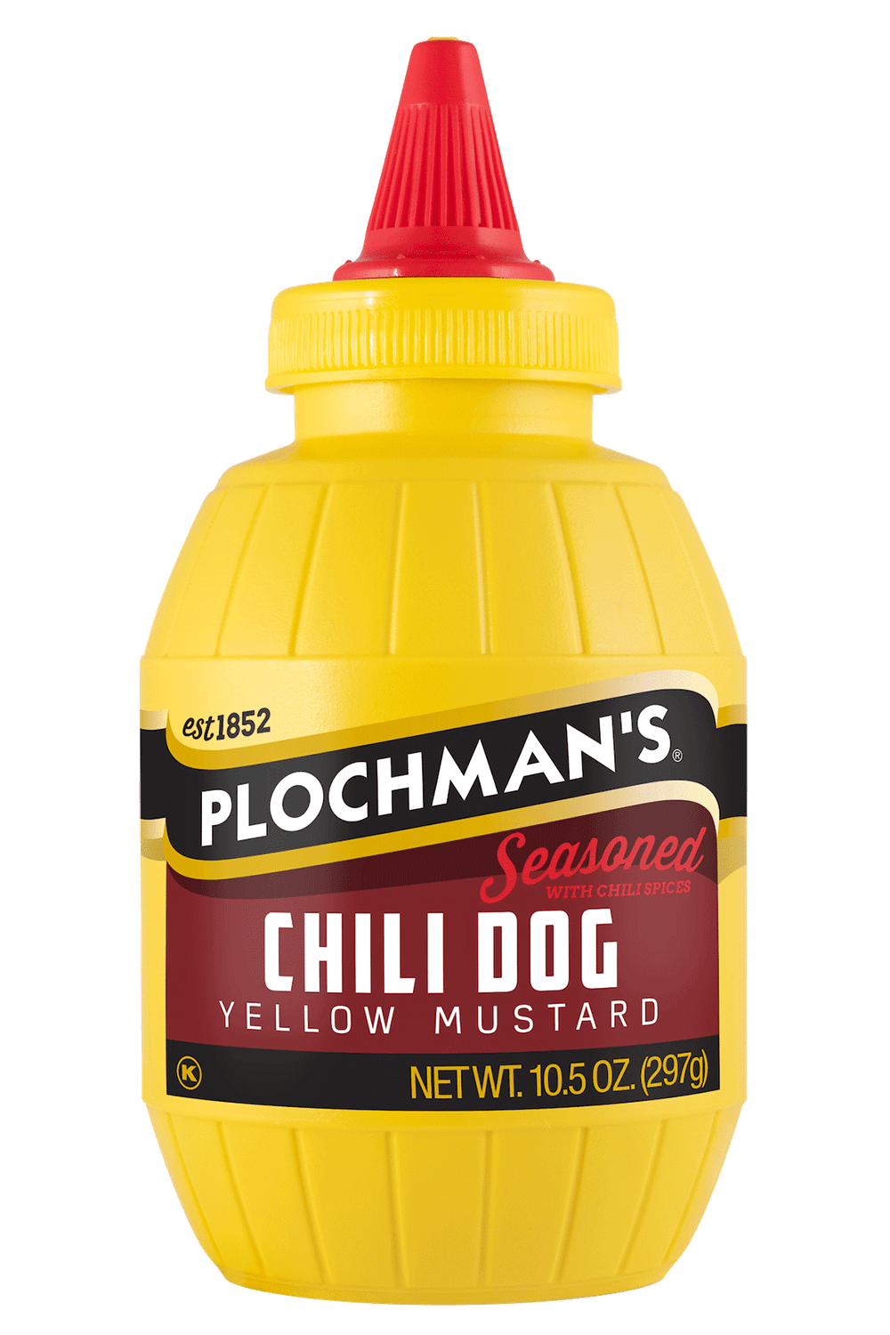 Plochman's Chili Dog Mustard 10.5oz barrel bottle
