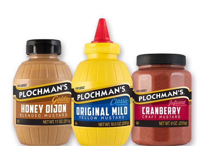 Redesigned labels released in 2020 showcase the premium quality of the Plochman's product